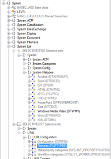 Selective List for FILETYPES