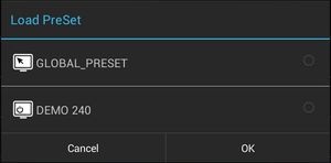 Selecting a preset before login