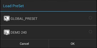 Selecting a preset before login