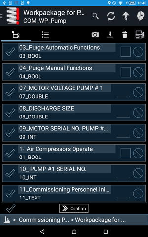  UI Representation of Commissioning Task Objects